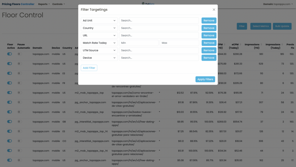 Manage Your Revenue with PubGuru's Enhanced Pricing Floor Controller MonitizeMore